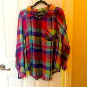Torrid flannel multi color button up size 3